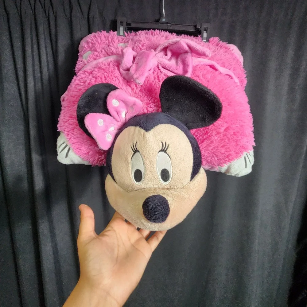 Disney Minnie Mouse Pillow Pet Pink Polka Dot Plush Folding Travel Pillow Toy